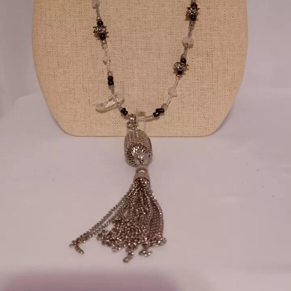 Necklace Earrings and Bangle Lot of 3 Wearable Silver Tone 20" - Picture 3 of 7